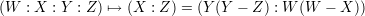 (W  : X : Y : Z ) ↦→ (X : Z ) = (Y (Y - Z) : W (W - X ))
