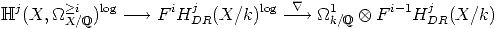   j     >i   log       i j        log   \~/   1       i-1  j
H  (X, _O_X/Q)   ---->  F H DR(X/k)     ---->  _O_k/Q  ox  F   H DR(X/k)  