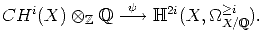                 y           >i
CHi(X)    ox Z Q ---->  H2i(X, _O_ X/Q).  